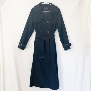 London Fog Black Belted Trench Coat Size 8